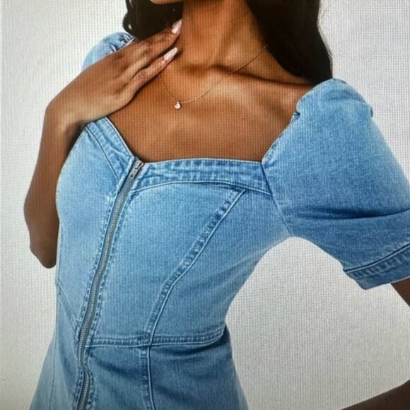 LULU'S SHORT SEEEVE JEAN MINI DRESS NWT S - Picture 3 of 6